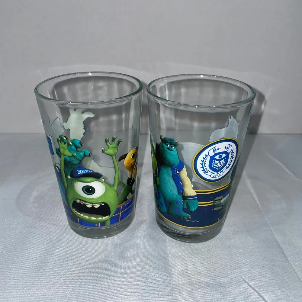 Disney Pixar Monsters University Mike & Sulley Glass Tumbler Set of 2 MU Cup